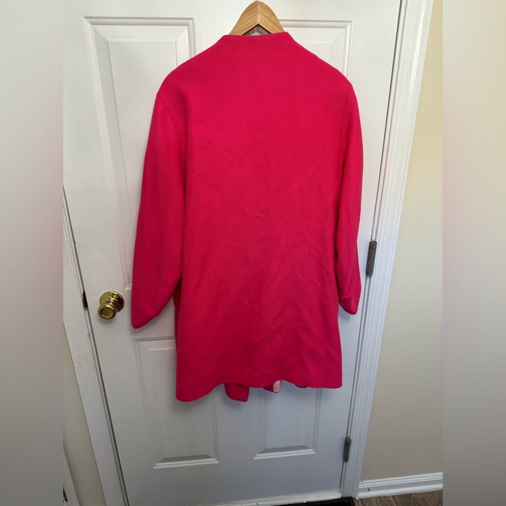Zara hot pink oversized cotton weave coat size XL Long 3/4 Sleeve - Picture 7 of 7